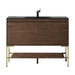 James Martin Mantova 47.3" Single Vanity in Mid Century Walnut With Champagne Brass Base With Charcoal Black Composite Stone Top