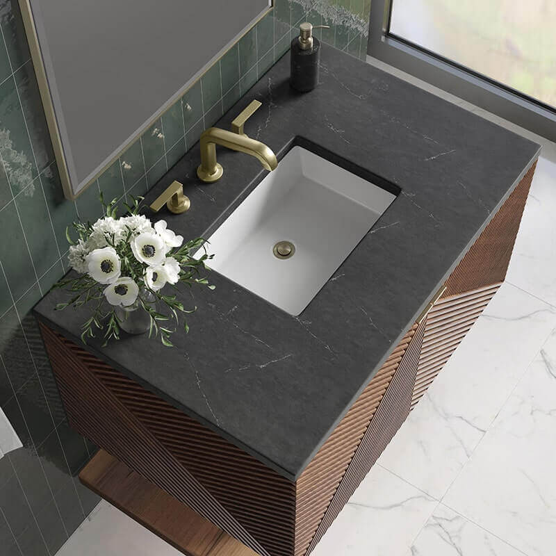 James Martin Marcello 36 Inch Single Vanity Charcoal Soapstone Silestone Top