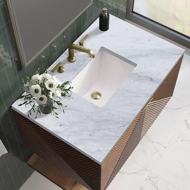 James Martin Marcello 36" Single Vanity Carrara White Marble Top