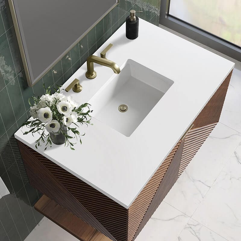 James Martin Marcello 36" Single Vanity White Zeus Silestone Top