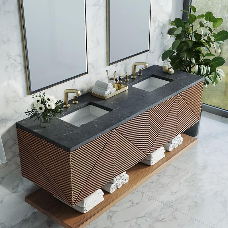 James Martin Marcello 72 Inch Single Vanity Chestnut Charcoal Soapstone Silestone Top