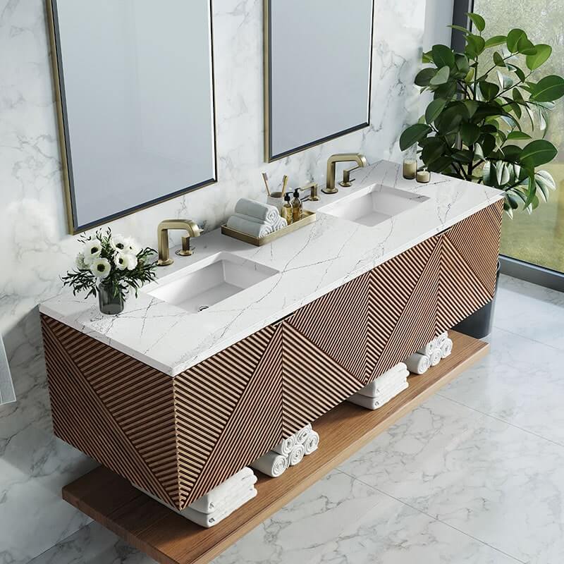 James Martin Marcello 72" Single Vanity Chestnut Ethereal Noctis Top