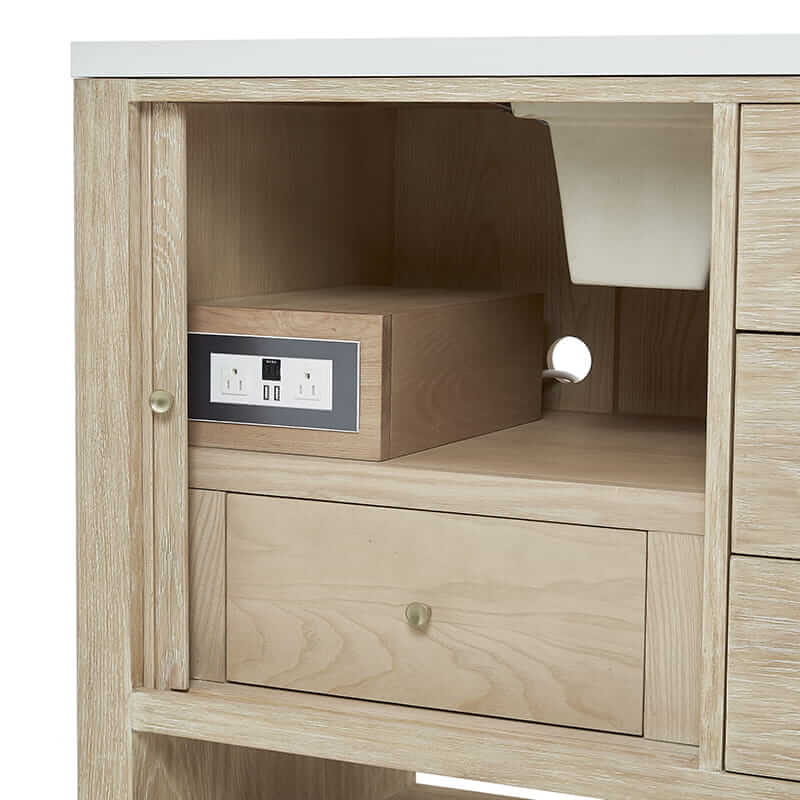 James Martin Marigot 48" Single Vanity in Sunwashed Oak With 120 Volt UL Rated Electric Outlet With USB Ports