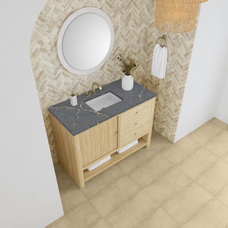 James Martin Marigot 48" Single Vanity in Sunwashed Oak With Parisien Bleu Silestone Top