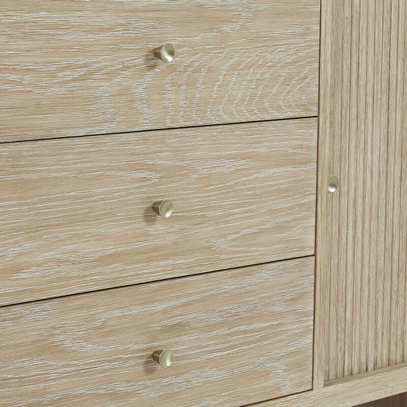 James Martin Marigot 72" Double Vanity in Sunwashed Oak With Champagne Brass Knobs