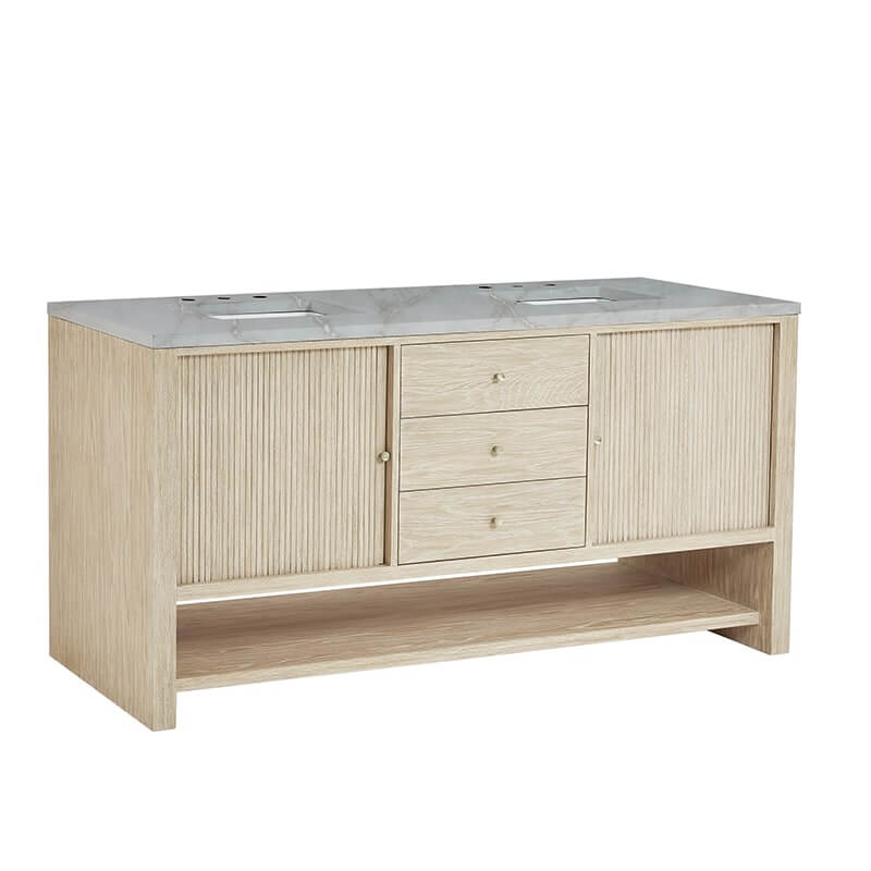 James Martin Marigot 72 Inch Double Vanity Corner View Close Drawers