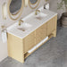James Martin Marigot 72 Inch Double Vanity in Sunwashed Oak With White Zeus Silestone Top Backsplash