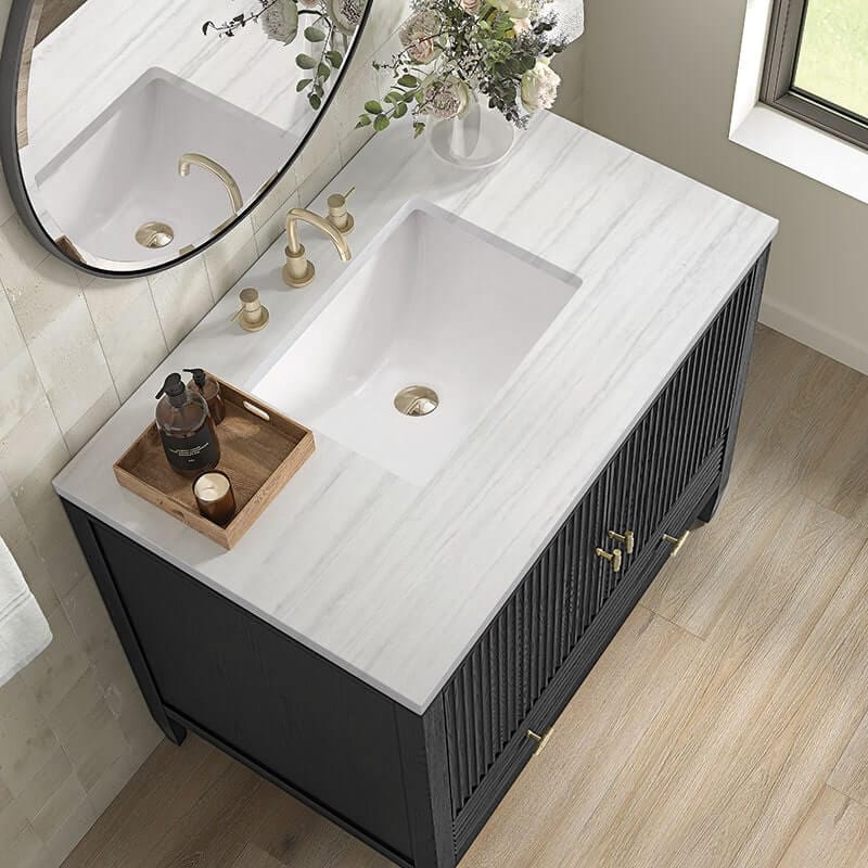 James Martin Myrrin 36 Inch Single Carbon Oak Arctic Fall Solid Surface Top