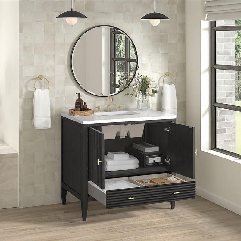 James Martin Myrrin 36 Inch Single Carbon Oak Corner View
