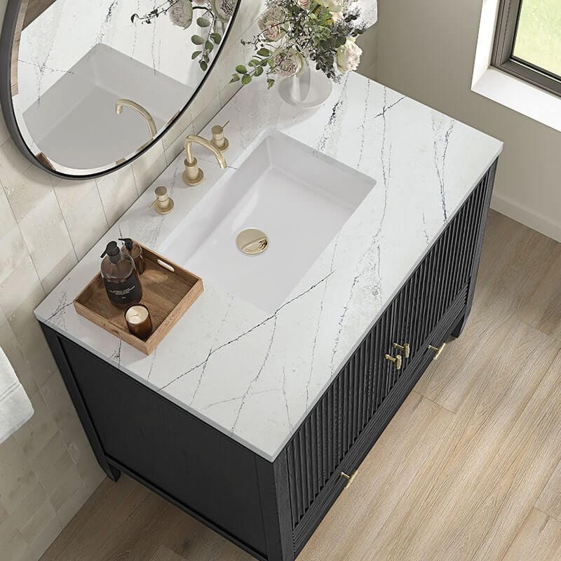 Myrrin 36" Single Vanity Carbon Oak Eternal Serena Silestone Top