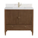 James Martin Myrrin 36 Inch Single Century Walnut Single Hole Faucet White Zeus Silestone Top & Backsplash