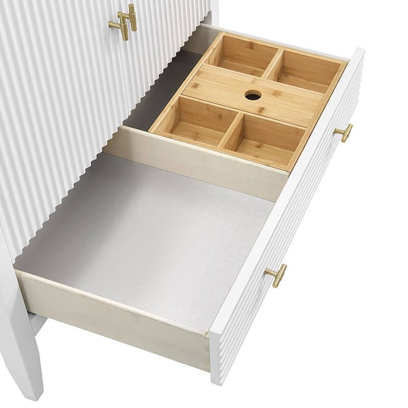 James Martin Myrrin 36 Inch Single Vanity Bright White Removable Bamboo Drawer Organizer