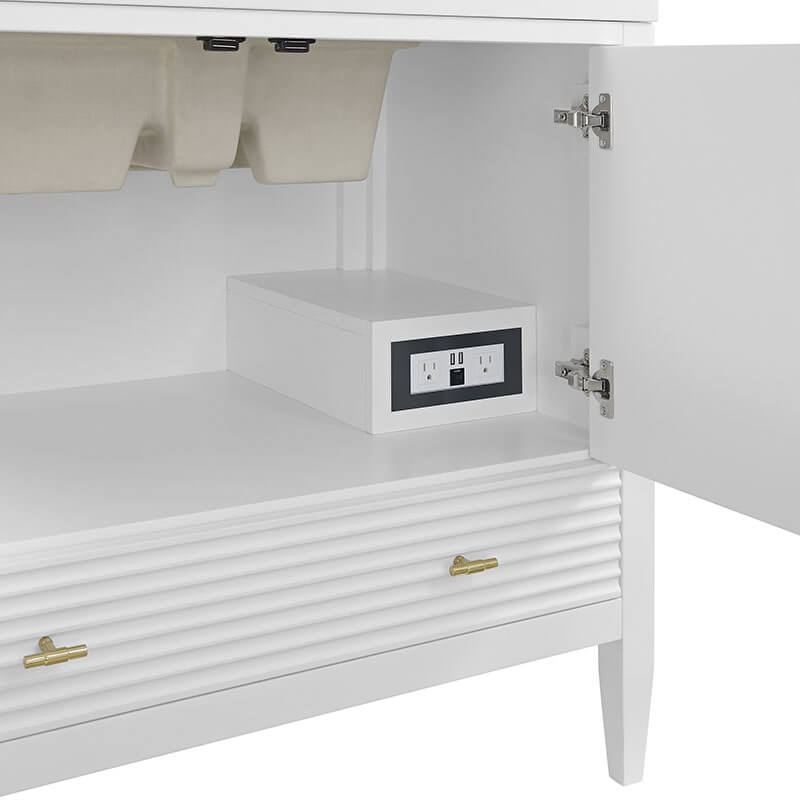 James Martin Myrrin 36" Single Vanity Bright White Electric Outlet With Usb Ports