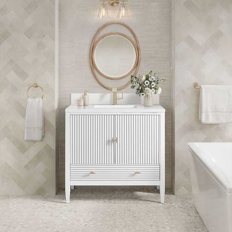 James Martin Myrrin 36" Single Vanity Bright White Front View