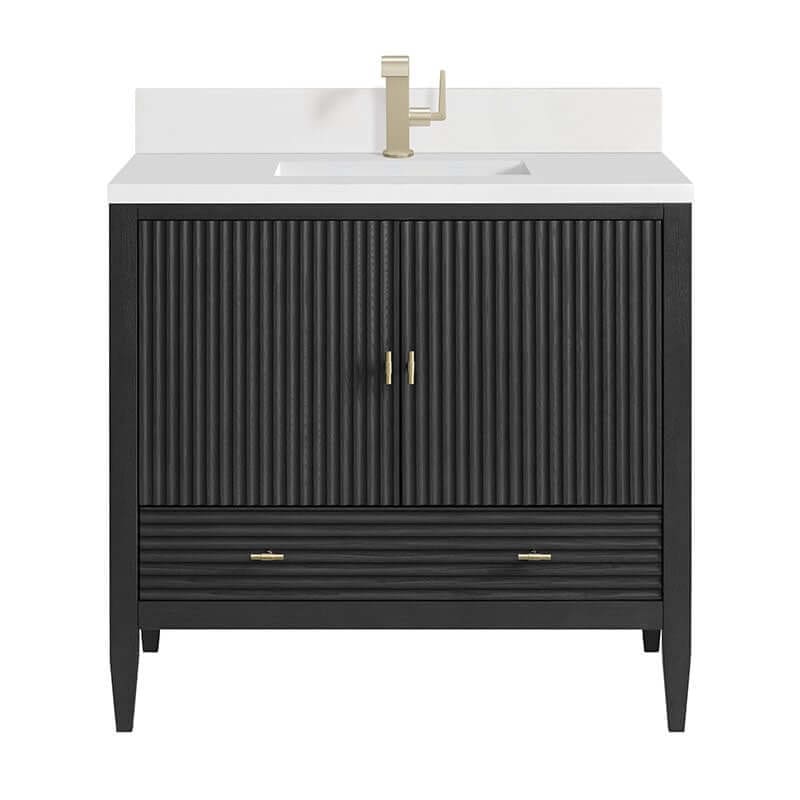 James Martin Myrrin 36 Single Vanity Carbon Oak Front View
