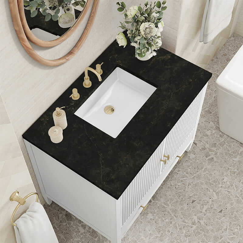 James Martin Myrrin 36" Single Vanity in Bright White With Phantome Eclos Top