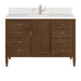 James Martin Myrrin 48 Inch Single Vanity Century Walnut Single Hole Faucet White Zeus Silestone Top & Backsplash