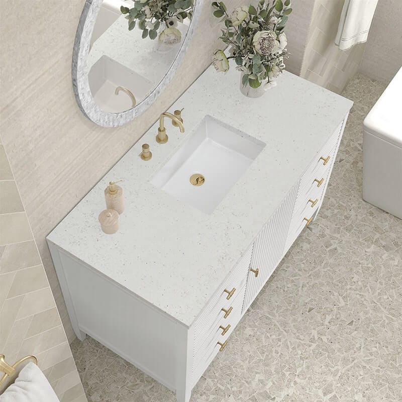 James Martin Myrrin 48" Single Vanity Bright White Lime Delight Silestone Top