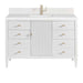 James Martin Myrrin 48" Single Vanity Bright White Single Hole Faucet White Zeus Silestone Top Backsplash