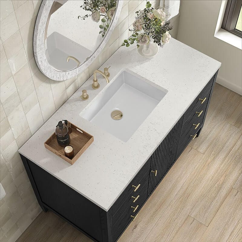 James Martin Myrrin 48" Single Vanity Carbon Oak Lime Delight Silestone Top