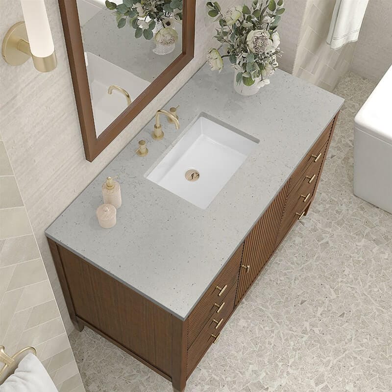 James Martin Myrrin 48" Single Vanity Century Walnut Lime Delight Silestone Top