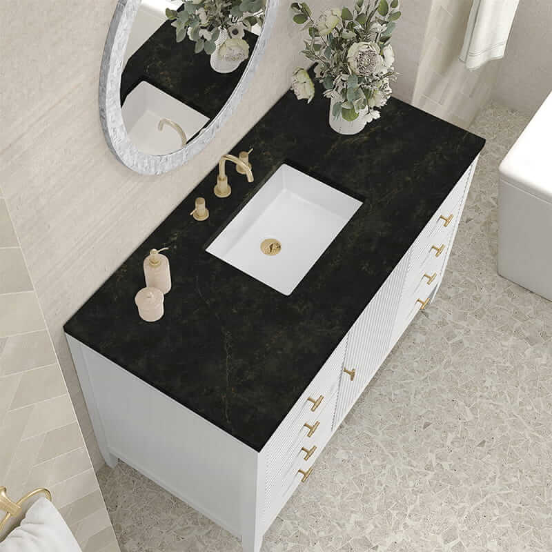James Martin Myrrin 48" Single Vanity in Bright White With Phantome Eclos Top