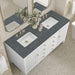 James Martin Myrrin 60" Double Vanity Bright White Parisien Bleu Silestone Top