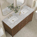 James Martin Myrrin 60" Double Vanity Century Walnut Victorian Silver Silestone Top