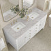 James Martin Myrrin 60 Inch Double Vanity Bright White Victorian Silver Silestone Top