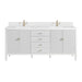 James Martin Myrrin 72" Double Vanity Bright White Single Hole Faucet White Zeus Silestone Top & Backsplash