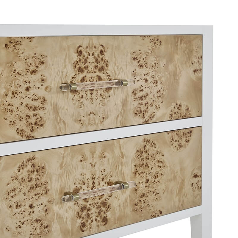 James Martin Olena 36 Inch Single Vanity Light Mappa Burl and Polished White Up Close