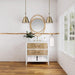 James Martin Olena 36 Inch Single Vanity Light Mappa Burl and Polished White With White Zeus Silestone Top Front View