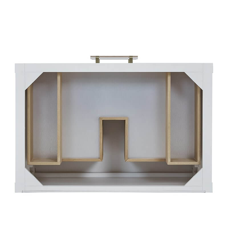 James Martin Olena 36" Single Vanity Light Mappa Burl and Polished White Top View