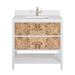 James Martin Olena 36" Single Vanity Light Mappa Burl and Polished White With Single Hole Faucet White Zeus Silestone Top Backsplash