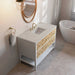 James Martin Olena 48 Inch Single Vanity in Light Mappa Burl and Polished White With Siberian Silestone Top