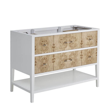 James Martin Olena 48" Single Vanity in Light Mappa Burl and Polished White Cabinet Only