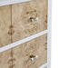 James Martin Olena 48" Single Vanity in Light Mappa Burl and Polished White With Champagne Brass Accents