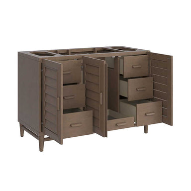 James Martin Portland 48 Inch Single Vanity in Whitewashed Walnut Corner View Open Door and Drawers