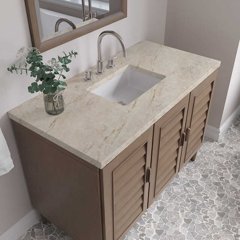 James Martin Portland 48 Inch Single Vanity in Whitewashed Walnut With Tajnar Eclos Top