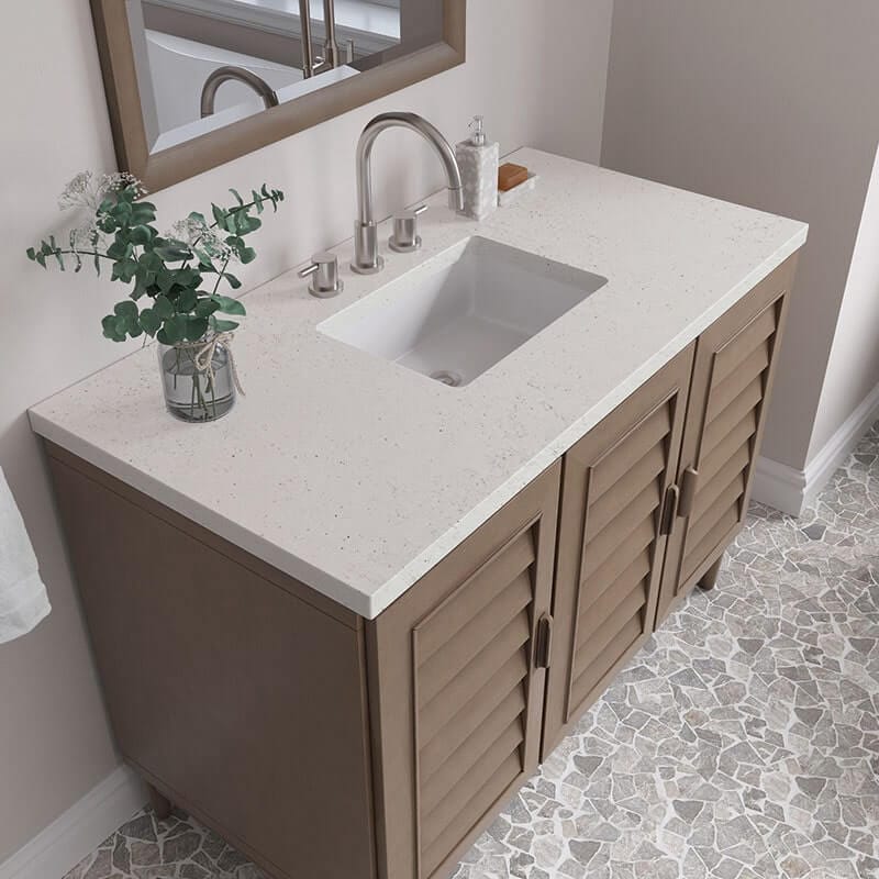 James Martin Portland 48 Inch Vanity Whitewashed Walnut Lime Delight Silestone Top