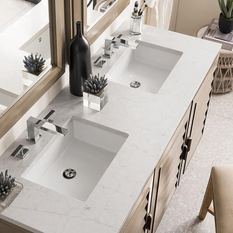 James Martin Portland 60 Inch Double Vanity Whitewashed Walnut Eternal Jasmine Pearl Silestone Top