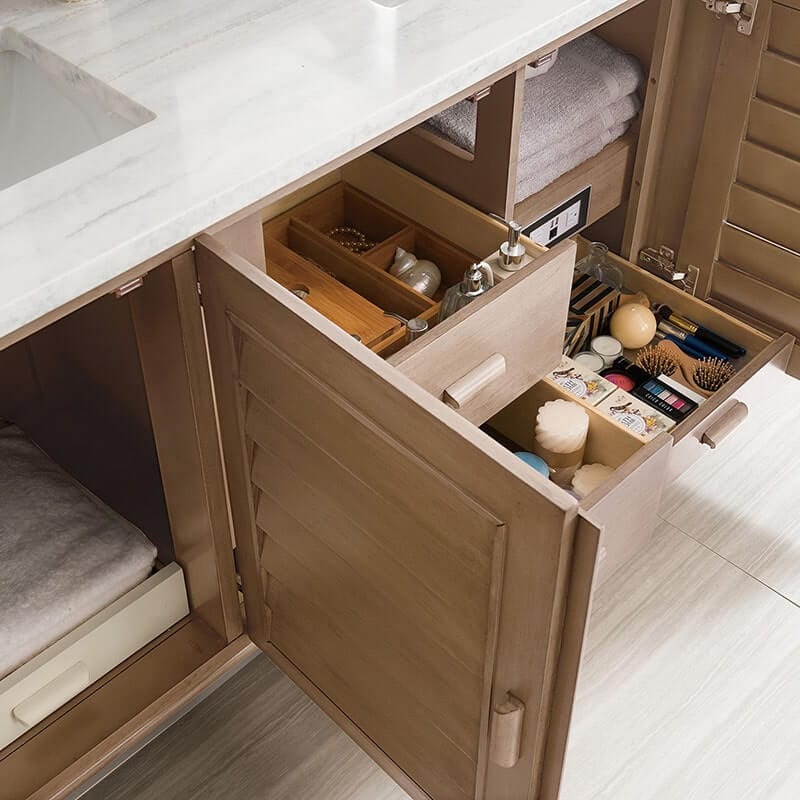 James Martin Portland 60 Inch Double Vanity Whitewashed Walnut Soft Close Door Hinges