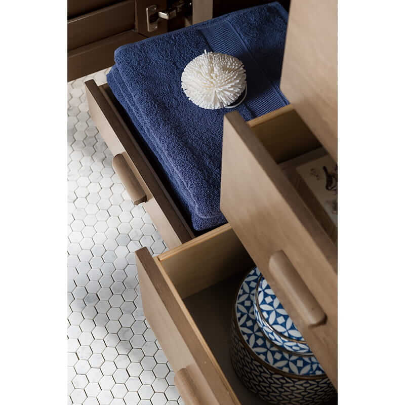 James Martin Portland 60 Inch Single Vanity in Whitewashed Walnut With One Bamboo Drawer Organizer