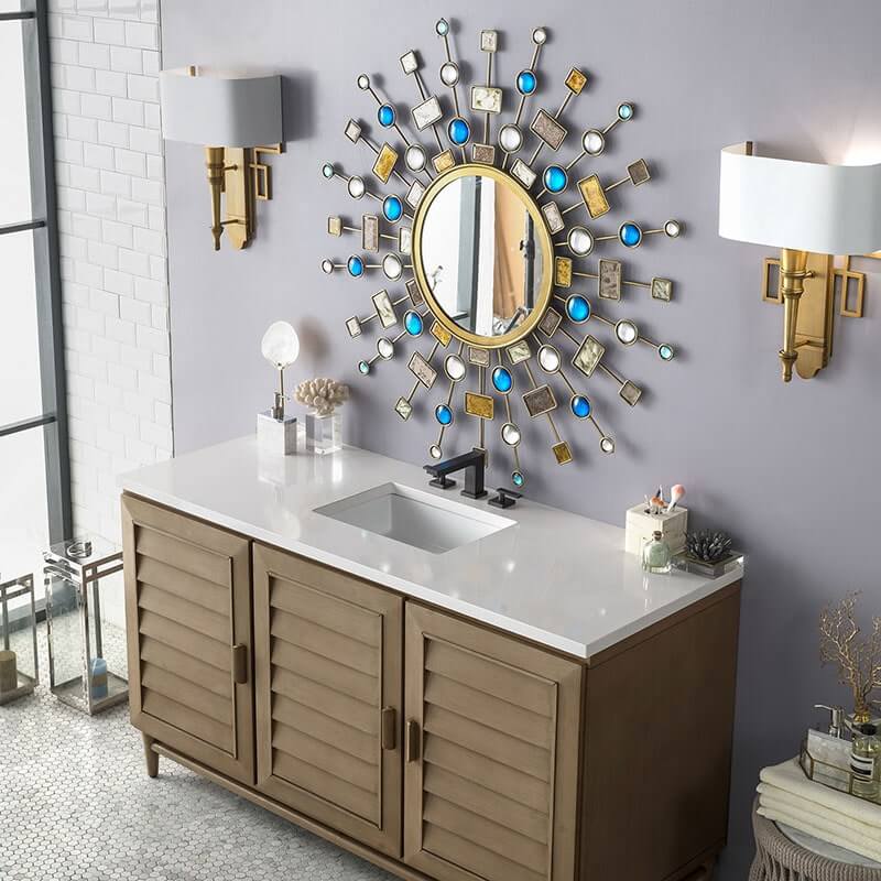 James Martin Portland 60 Inch Single Vanity Whitewashed Walnut White Zeus Silestone Top