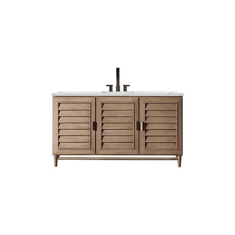 James Martin Portland 60" Single Vanity Whitewashed Walnut Ethereal Noctis Top