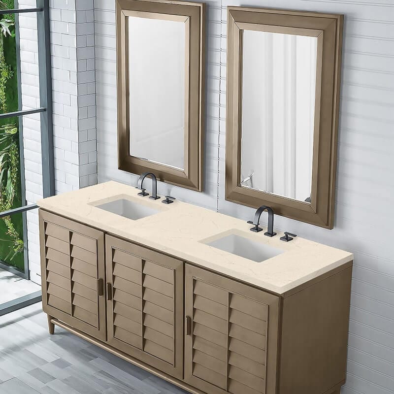 James Martin Portland 72 Inch Double Vanity Whitewashed Walnut Eternal Marfil Top