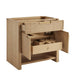 James Martin Solene 36 Inch Single Vanity in Seaside Oak Corner View Open Door and Drawers