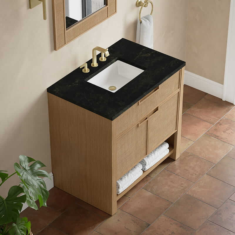 James Martin Solene 36" Single Vanity in Seaside Oak With Phantome Eclos Top