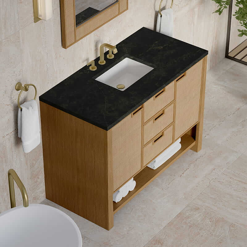 James Martin Solene 48" Single Vanity in Seaside Oak With Phantome Eclos Top