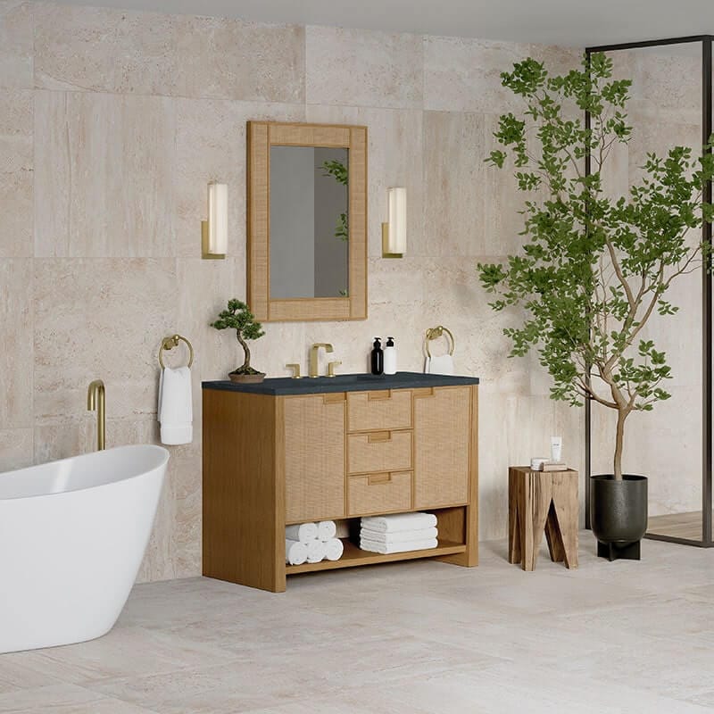 James Martin Solene 48" Single Vanity Seaside Oak Corner View